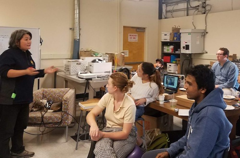 Professor Karen Nakamura talks to the RadMad Lab students
